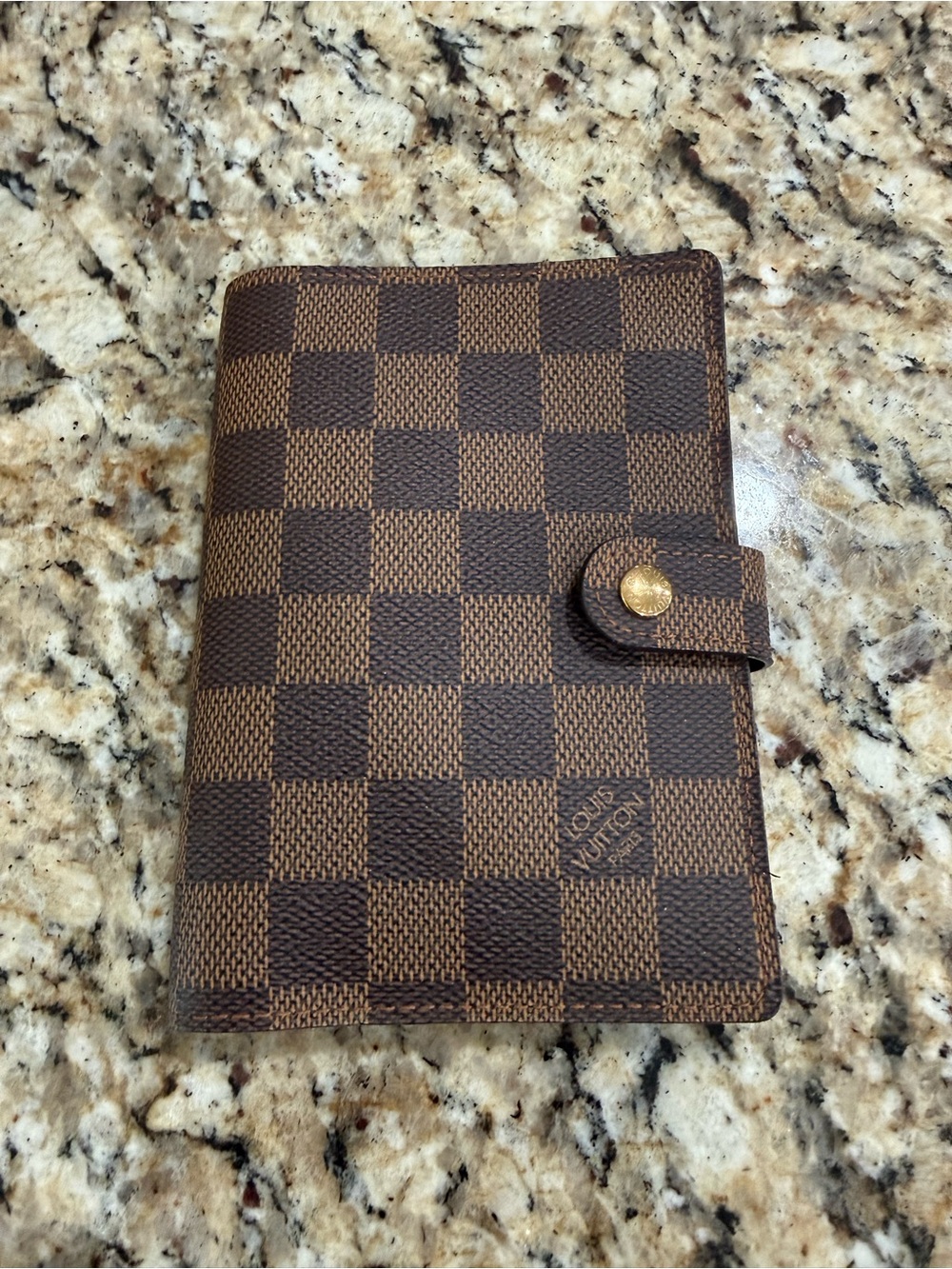 Louis Vuitton Damier Ebene Checkered Brown Snap PM Agenda